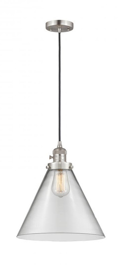 Cone - 1 Light - 12 inch - Brushed Satin Nickel - Cord hung - Mini Pendant (3442|201CSW-SN-G42-L-LED)