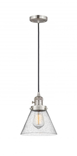 Cone - 1 Light - 8 inch - Brushed Satin Nickel - Cord hung - Mini Pendant (3442|201CSW-SN-G44-LED)