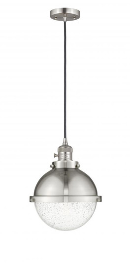 Hampden - 1 Light - 9 inch - Brushed Satin Nickel - Cord hung - Mini Pendant (3442|201CSW-SN-HFS-84-SN-LED)