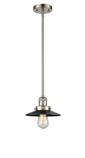 Railroad - 1 Light - 8 inch - Brushed Satin Nickel - Stem Hung - Mini Pendant (3442|201S-SN-M6-BK)