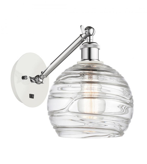 Athens Deco Swirl - 1 Light - 8 inch - White Polished Chrome - Adjustable Sconce (3442|317-1W-WPC-G1213-8)