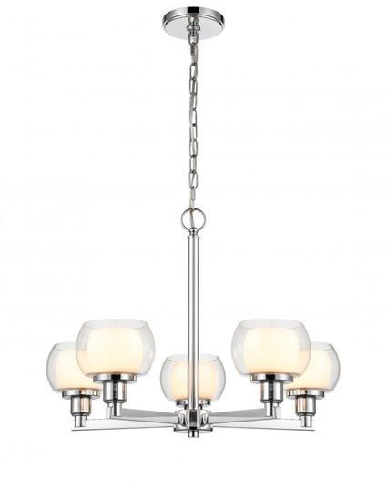 Cairo - 5 Light - 20 inch - Polished Chrome - Chain Hung - Chandelier (3442|330-5CR-PC-CLW-LED)