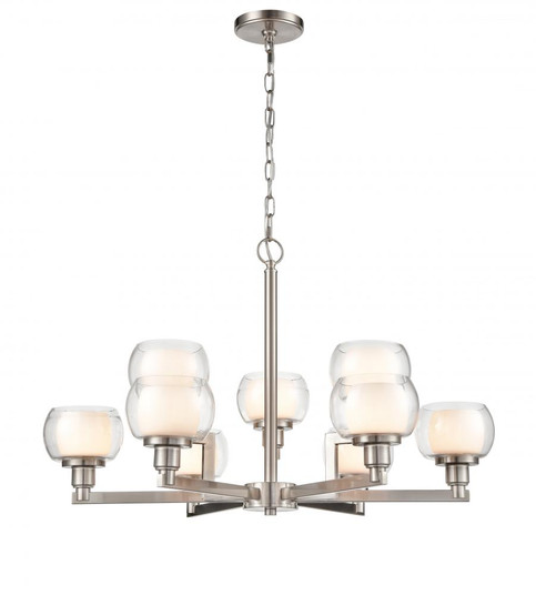 Cairo - 9 Light - 30 inch - Satin Nickel - Chain Hung - Chandelier (3442|330-9CR-SN-CLW-LED)