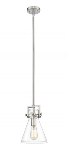 Newton Cone - 1 Light - 8 inch - Brushed Satin Nickel - Stem hung - Mini Pendant (3442|411-1S-SN-8CL-LED)