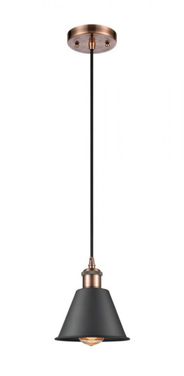 Smithfield - 1 Light - 7 inch - Antique Copper - Cord hung - Mini Pendant (3442|516-1P-AC-M8-BK-LED)
