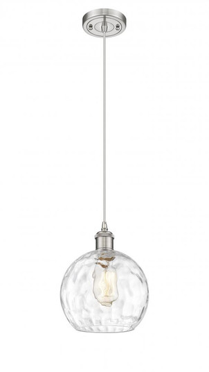 Athens Water Glass - 1 Light - 8 inch - Brushed Satin Nickel - Cord hung - Mini Pendant (3442|516-1P-SN-G1215-8-LED)