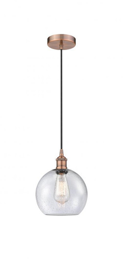 Athens - 1 Light - 8 inch - Antique Copper - Cord hung - Mini Pendant (3442|616-1P-AC-G124-8-LED)