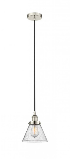 Cone - 1 Light - 8 inch - Polished Nickel - Cord hung - Mini Pendant (3442|616-1PH-PN-G44-LED)