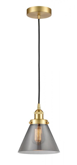 Cone - 1 Light - 8 inch - Satin Gold - Cord hung - Mini Pendant (3442|616-1PH-SG-G43-LED)