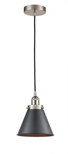 Appalachian - 1 Light - 8 inch - Brushed Satin Nickel - Cord hung - Mini Pendant (3442|616-1PH-SN-M13-BK-LED)