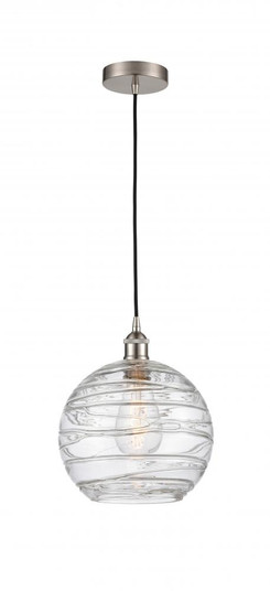 Athens Deco Swirl - 1 Light - 10 inch - Brushed Satin Nickel - Cord hung - Mini Pendant (3442|616-1P-SN-G1213-10-LED)