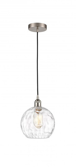 Athens Water Glass - 1 Light - 8 inch - Brushed Satin Nickel - Cord hung - Mini Pendant (3442|616-1P-SN-G1215-8)