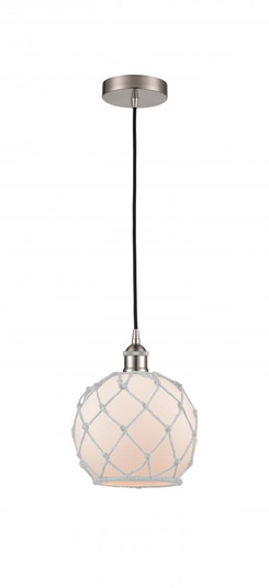 Farmhouse Rope - 1 Light - 8 inch - Brushed Satin Nickel - Cord hung - Mini Pendant (3442|616-1P-SN-G121-8RW)