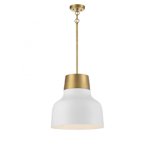 1-Light Pendant in White with Natural Brass (8483|M70115WHNB)
