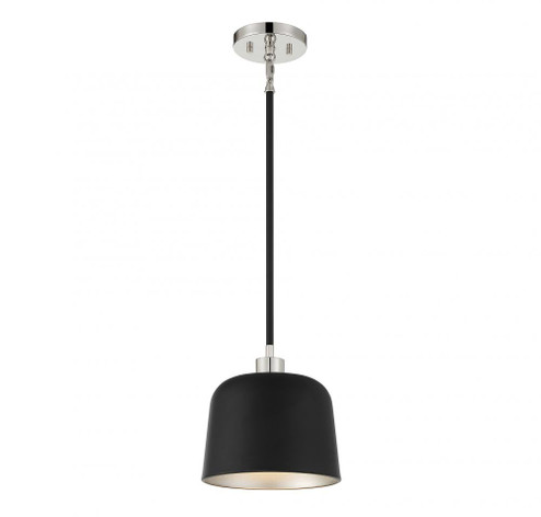 1-Light Pendant in Matte Black with Polished Nickel (8483|M70118MBKPN)