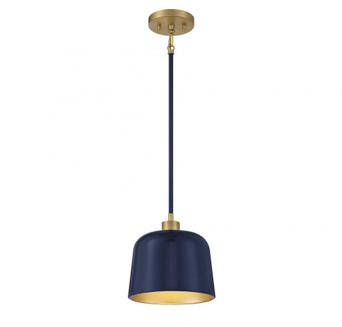 1-Light Pendant in Navy Blue with Natural Brass (8483|M70118NBLNB)