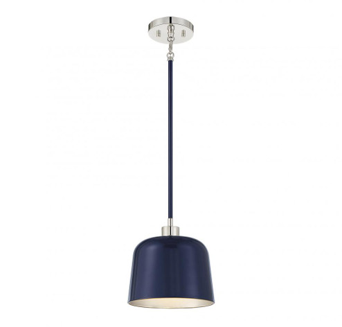 1-Light Pendant in Navy Blue with Polished Nickel (8483|M70118NBLPN)