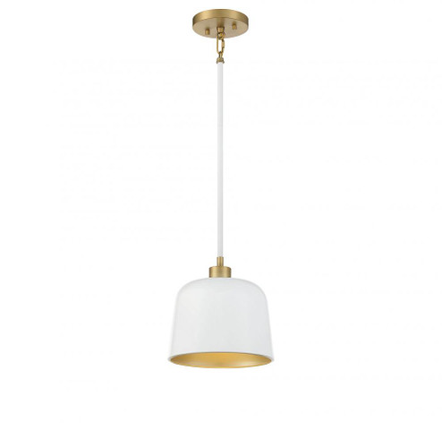 1-Light Pendant in White with Natural Brass (8483|M70118WHNB)