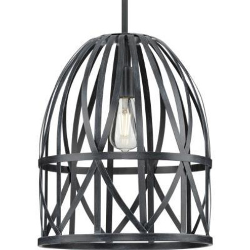 Chastain Collection  One-Light Cerused Black Oak Basket Farmhouse Pendant Light (149|P500343-187)