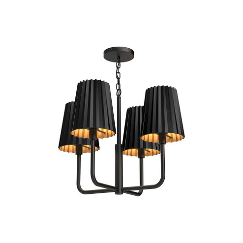 Plisse 23-in Matte Black 4 Lights Chandelier (7713|CH528423MB)