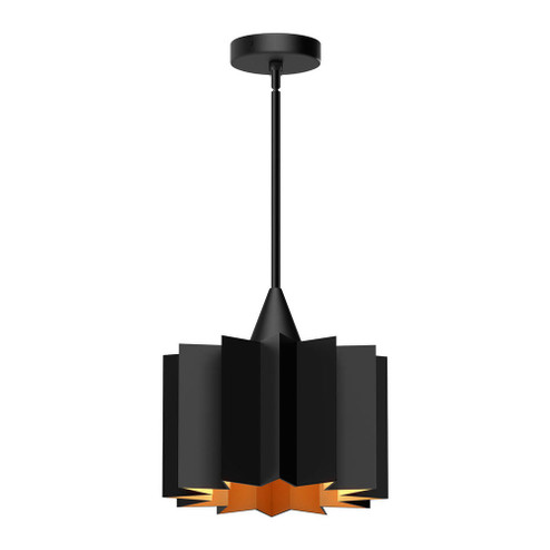 Plisse 12-in Matte Black 1 Light Socket Pendant (7713|PD528412MB)