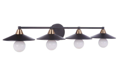 Isaac 4 Light Vanity in Flat Black/Satin Brass (20|12537FBSB4)