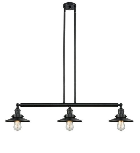 Railroad - 3 Light - 41 inch - Matte Black - Stem Hung - Adjustable Island Light (3442|213-BK-M6)