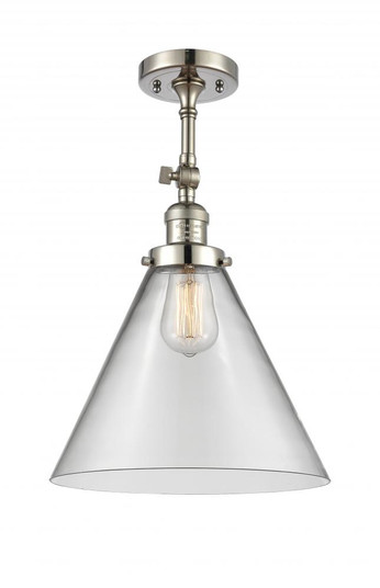 Cone - 1 Light - 12 inch - Polished Nickel - Adjustable Semi-Flush Mount (3442|201F-PN-G42-L-LED)