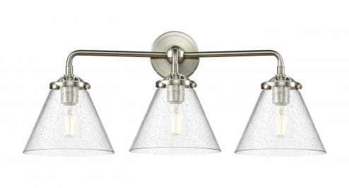 Cone - 3 Light - 26 inch - Brushed Satin Nickel - Bath Vanity Light (3442|284-3W-SN-G44-LED)