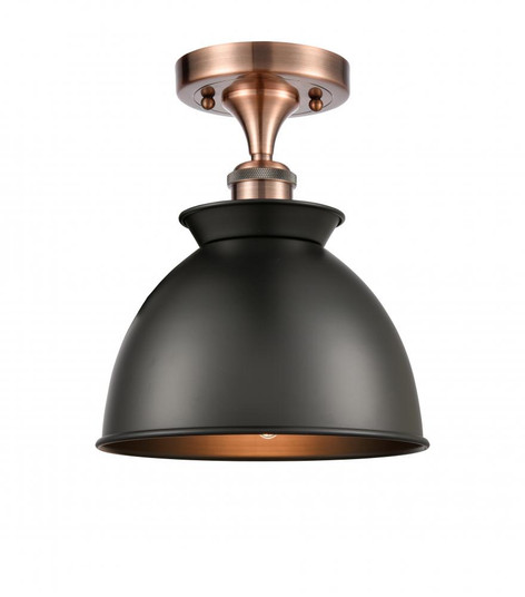 Adirondack - 1 Light - 8 inch - Antique Copper - Semi-Flush Mount (3442|516-1C-AC-M14-BK-LED)
