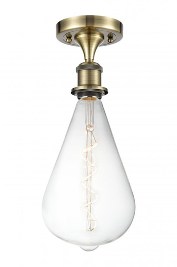 Bare Bulb - 1 Light - 5 inch - Antique Brass - Semi-Flush Mount (3442|516-1C-AB-BB164LED)