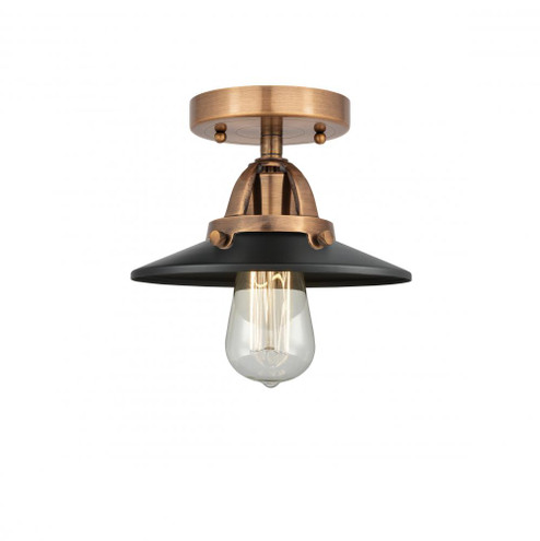 Railroad - 1 Light - 8 inch - Antique Copper - Semi-Flush Mount (3442|288-1C-AC-M6-BK-LED)