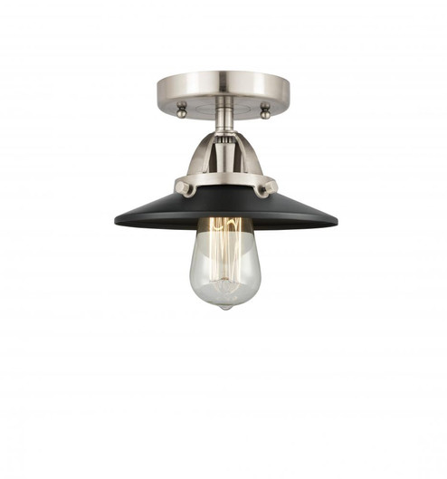Railroad - 1 Light - 8 inch - Brushed Satin Nickel - Semi-Flush Mount (3442|288-1C-SN-M6-BK)