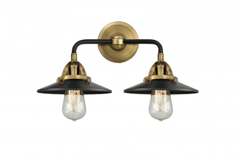 Railroad - 2 Light - 16 inch - Black Antique Brass - Bath Vanity Light (3442|288-2W-BAB-M6-BK-LED)