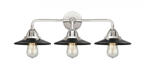 Railroad - 3 Light - 26 inch - Polished Chrome - Bath Vanity Light (3442|288-3W-PC-M6-BK-LED)