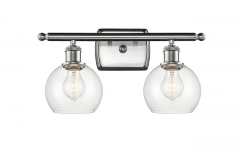 Athens - 2 Light - 16 inch - Brushed Satin Nickel - Bath Vanity Light (3442|516-2W-SN-G122-6-LED)