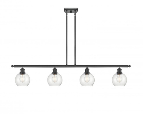 Athens - 4 Light - 48 inch - Matte Black - Stem hung - Island Light (3442|516-4I-BK-G124-6-LED)