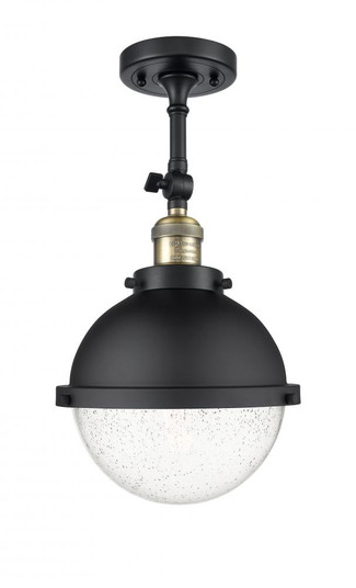 Hampden - 1 Light - 9 inch - Black Antique Brass - Adjustable Semi-Flush Mount (3442|201F-BAB-HFS-84-BK-LED)