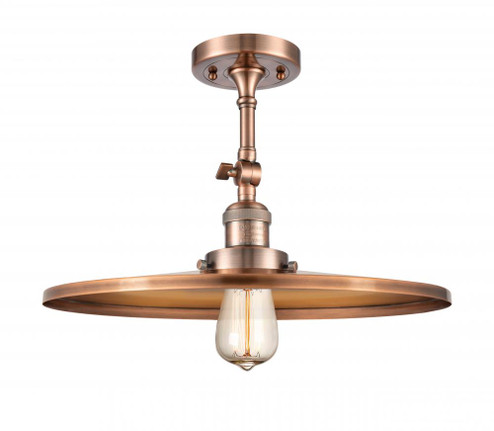 Railroad - 1 Light - 16 inch - Antique Copper - Adjustable Semi-Flush Mount (3442|201F-AC-MFR-AC-16-LED)