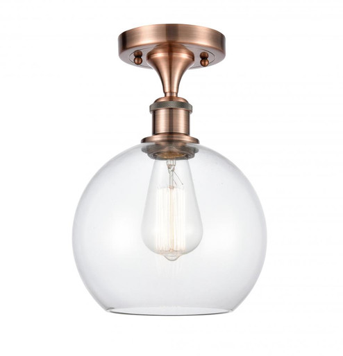 Athens - 1 Light - 8 inch - Antique Copper - Semi-Flush Mount (3442|516-1C-AC-G122-8-LED)