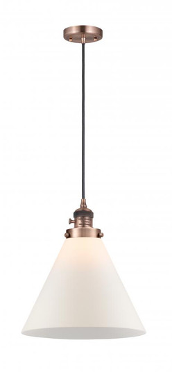 Cone - 1 Light - 12 inch - Antique Copper - Cord hung - Mini Pendant (3442|201CSW-AC-G41-L-LED)