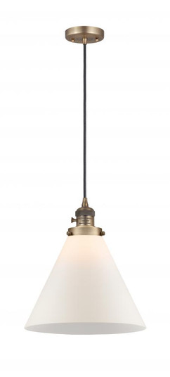 Cone - 1 Light - 12 inch - Brushed Brass - Cord hung - Mini Pendant (3442|201CSW-BB-G41-L)