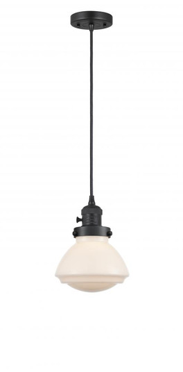 Olean - 1 Light - 7 inch - Matte Black - Cord hung - Mini Pendant (3442|201CSW-BK-G321)