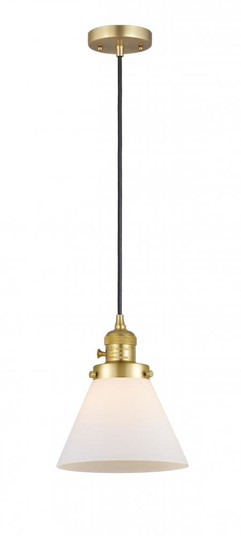 Cone - 1 Light - 8 inch - Satin Gold - Cord hung - Mini Pendant (3442|201CSW-SG-G41-LED)