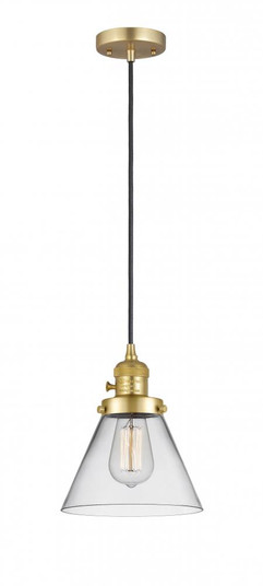 Cone - 1 Light - 8 inch - Satin Gold - Cord hung - Mini Pendant (3442|201CSW-SG-G42-LED)