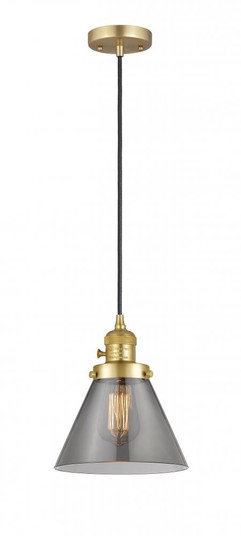 Cone - 1 Light - 8 inch - Satin Gold - Cord hung - Mini Pendant (3442|201CSW-SG-G43-LED)