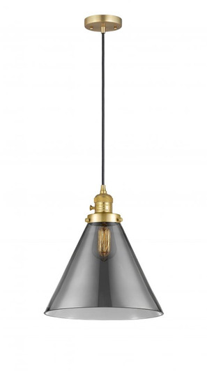 Cone - 1 Light - 12 inch - Satin Gold - Cord hung - Mini Pendant (3442|201CSW-SG-G43-L-LED)
