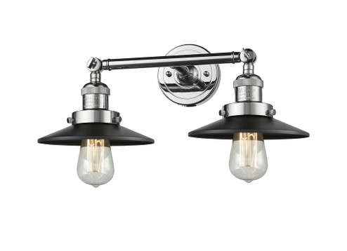 Railroad - 2 Light - 18 inch - Polished Chrome - Adjustable Bath Vanity Light (3442|208-PC-M6BK)