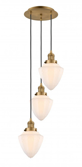 Bullet - 3 Light - 14 inch - Brushed Brass - Cord hung - Multi Pendant (3442|113F-3P-BB-G661-7)