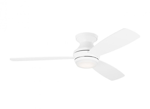Ikon 52'' Dimmable Integrated LED Indoor Matte White Hugger Ceiling Fan with Light Kit (6|3IKR52RZWD)
